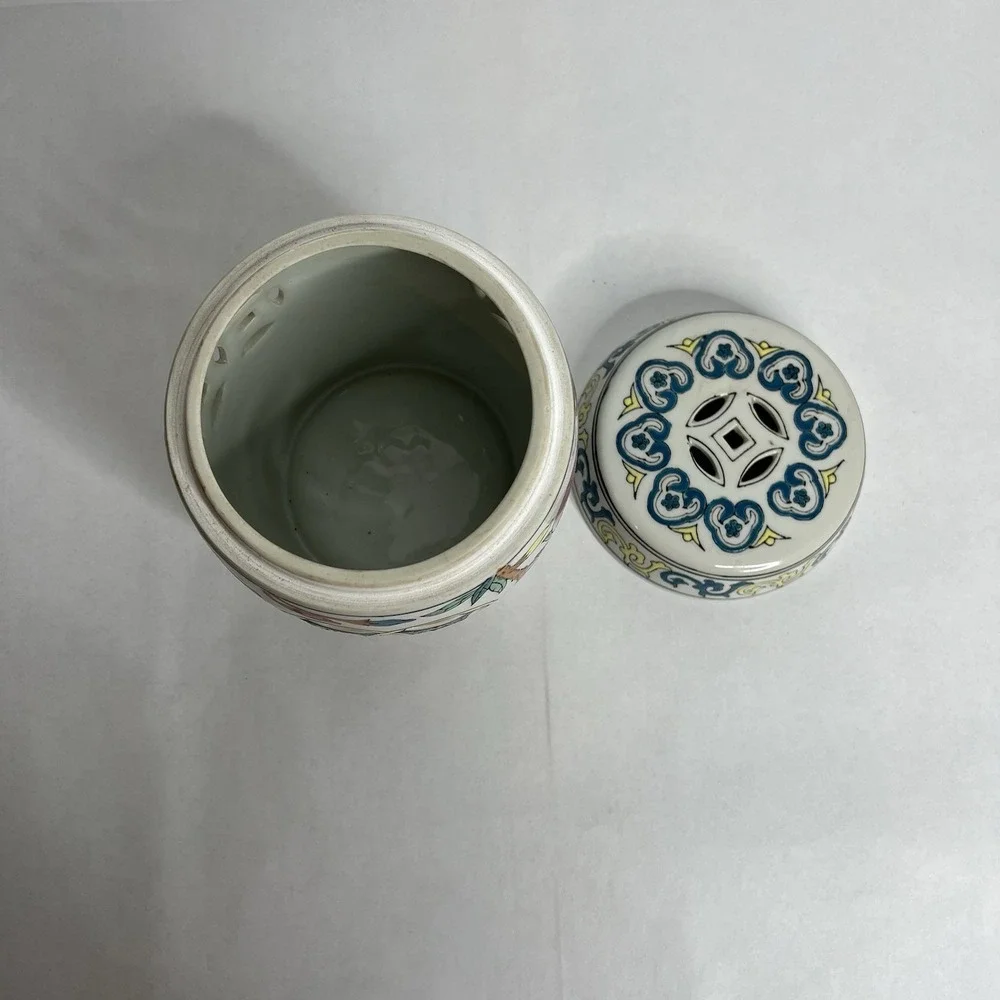 Antique Vtg Chinese Famille Rose Porcelain Pink Moth Fruit Ginger Jar Early 1900